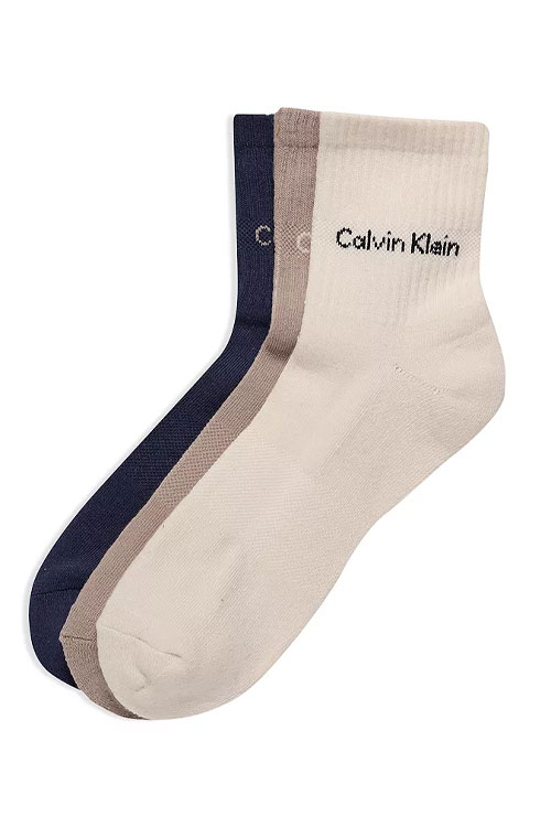 Calvin Klein Cotton Blend High Quarter Socks, Pack of 3