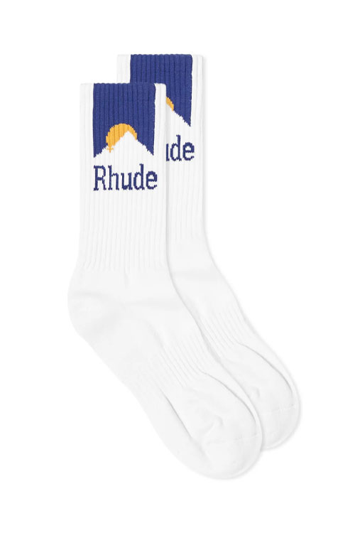Rhude Mountain Logo White Socks