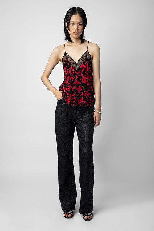 Zadig & Voltaire Black and Red Print Christy Camisole