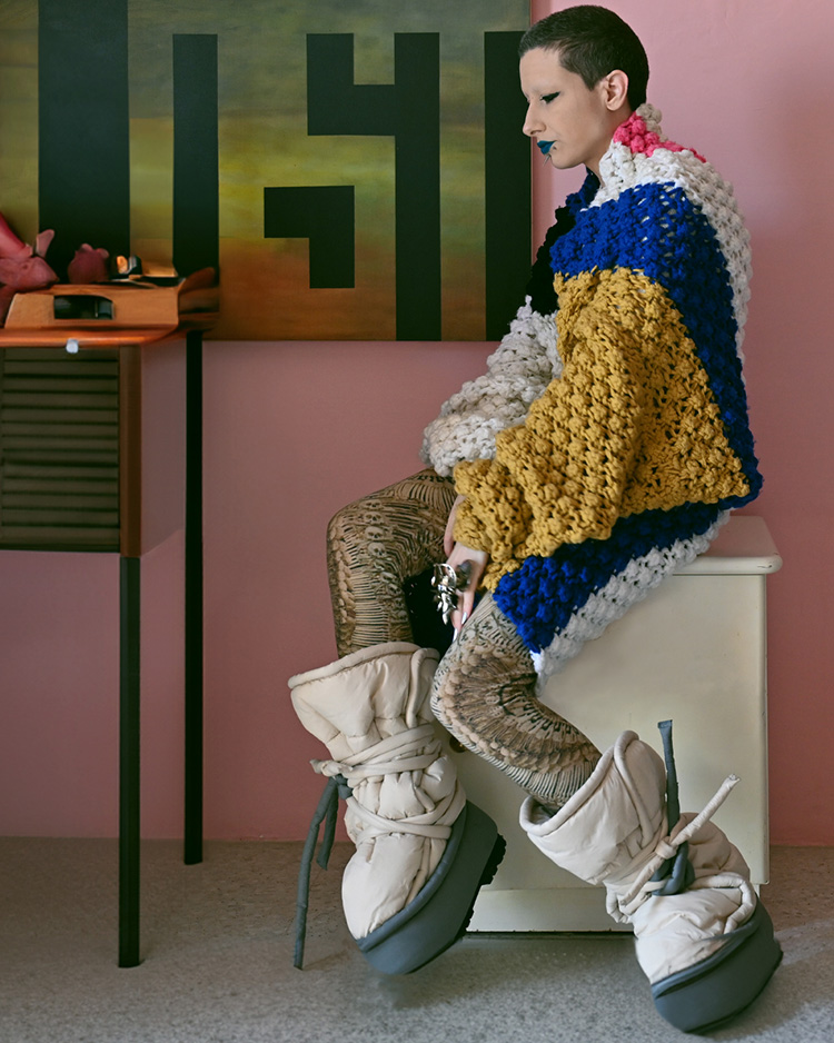 Mixing Old and New Alexander McQueen, Oversized Ottolinger, and a Homemade Cardigan