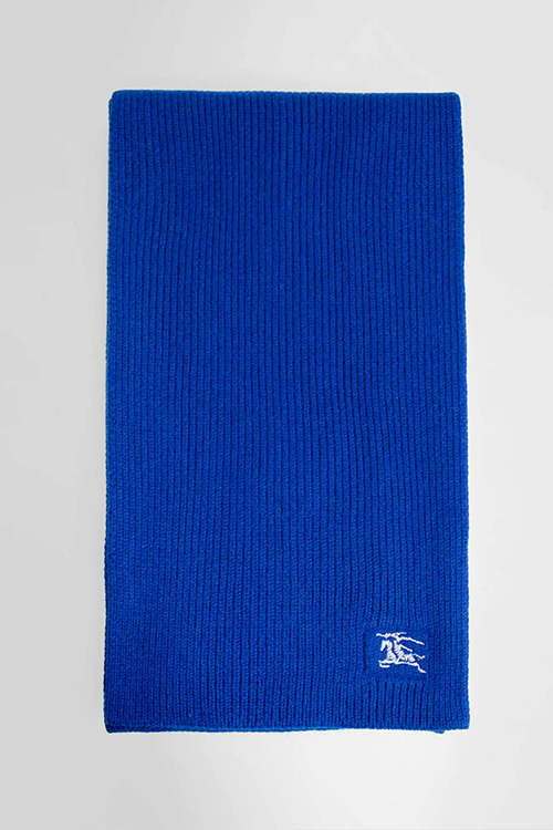 Burberry Blue Ribbed Knit Cashmere Scarf