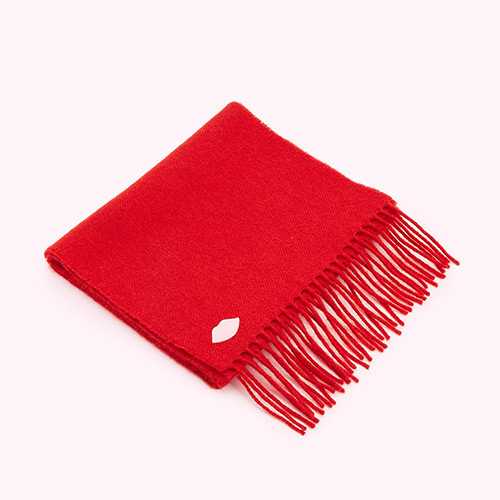 Lulu Guinness Red Embroidered Lip Scarf