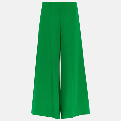Valentino Mid-rise Green Silk Culottes