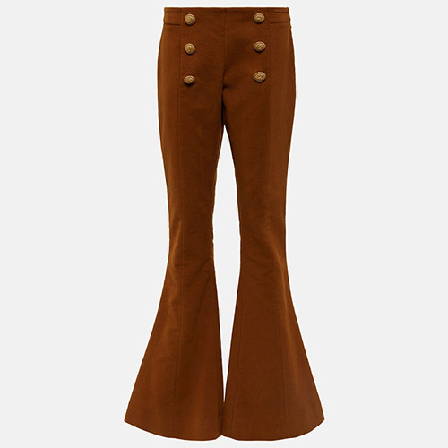 Balmain Brown Low-Rise Flared Cotton Pants