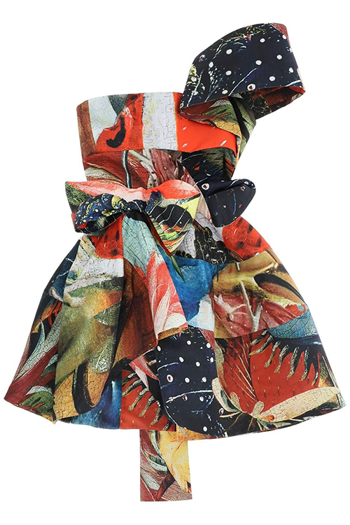 Alexander McQueen Hieronymus Bosch Print Bow Mini Dress