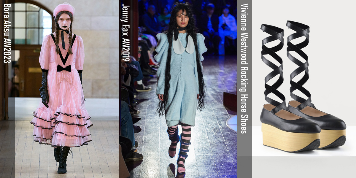 Bora Aksu AW2023, Jenny Fax AW2019, Vivienne Westwood Rocking Horse Shoes