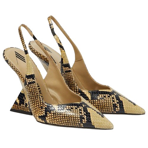 The Attico Cheope Snake-Effect Leather Slingback Pumps