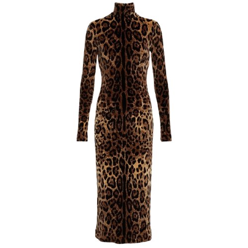 Dolce & Gabbana Jacquard Leopard-Print Maxi Dress