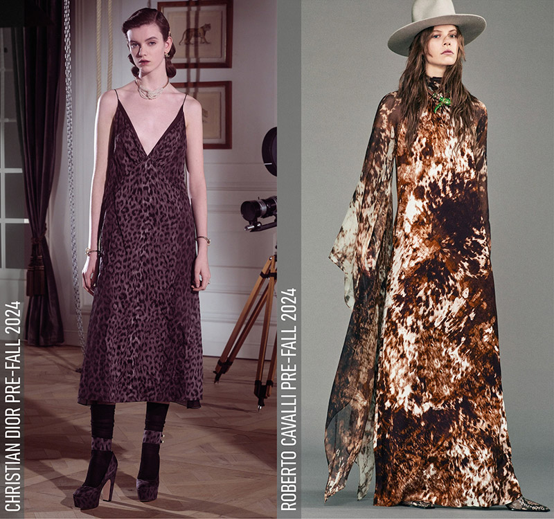 Animal print at Christian Dior Pre-Fall 2024, Roberto Cavalli Pre-Fall 2024