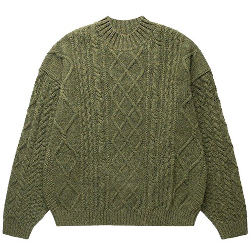 Kapital 5G Khaki Wool Cable Knit Elbow-Catpital Sweater