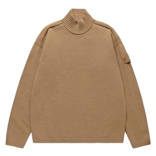 Stone Island Camel Virgin Wool Ghost Piece Roll-Neck Sweater 7915558FA