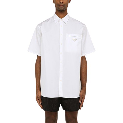 Prada White Short-Sleeved Shirt with Logo