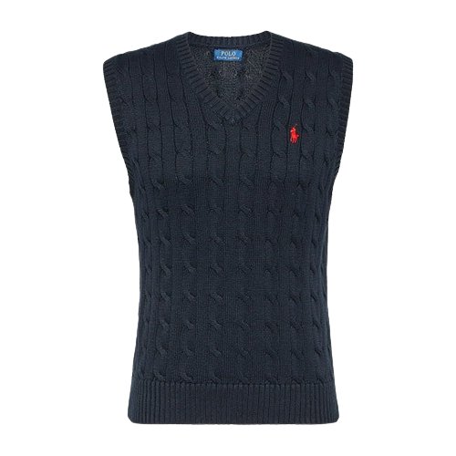 Polo Ralph Lauren Cable-Knit Navy Cotton Sweater Vest