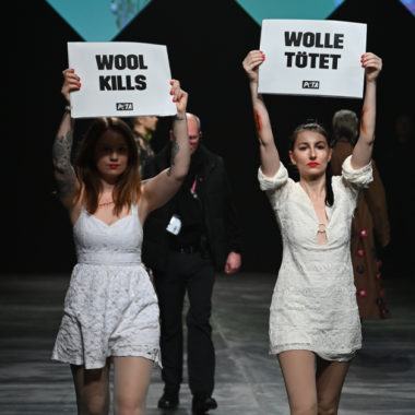 PETA Crash the Catwalk at Berlin Fashion Week - Protesters on the Runway at Marcel Ostertag AW2024