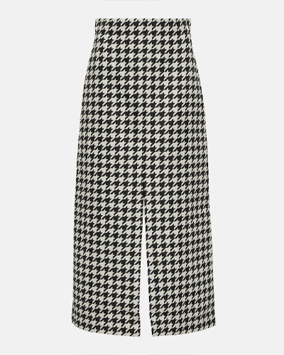 Burberry Houndstooth Twill Maxi Skirt