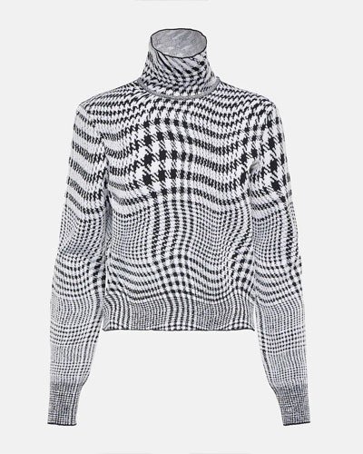 Burberry Houndstooth Wool-Blend Turtleneck Sweater