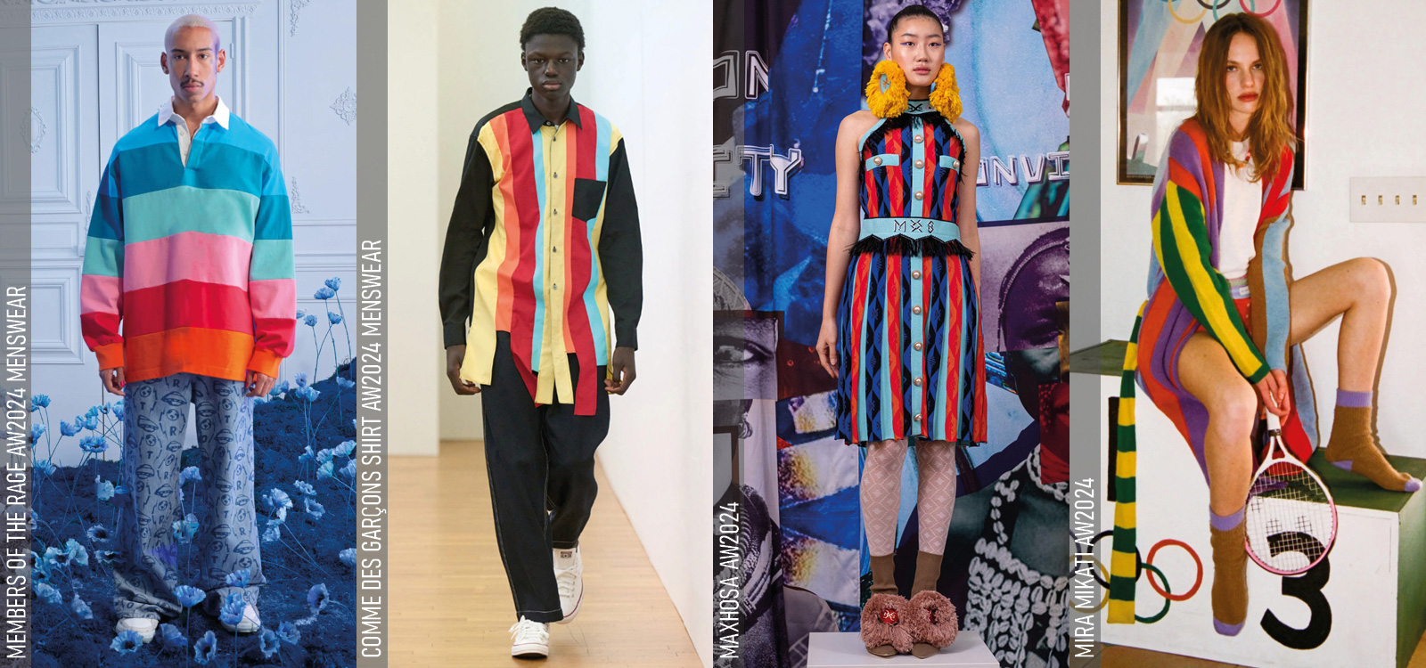 Members of the Rage AW2024 Menswear, Comme des Garçons Shirt AW2024 Menswear, Maxhosa AW2024, Mira Mikati AW2024