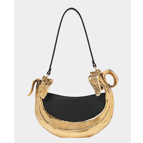 Chloé Bananas Shoulder Bag in Metal and Leather
