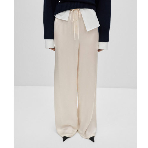 Mango 100% Silk Wide Leg Pants