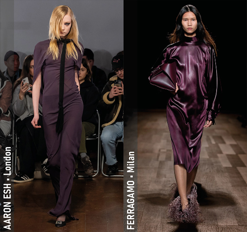 Fall 2024 Trends - 1970s Colour Palette - Aaron Esh Fall 2024 (London), Ferragamo Fall 2024 (Milan)