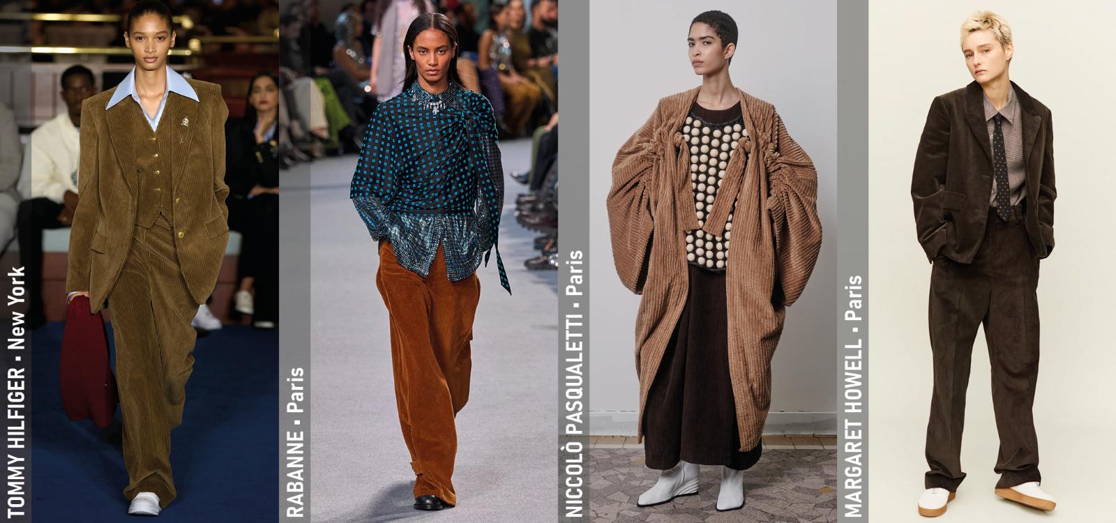 Fall 2024 Trends - Corduroy - Tommy Hilfiger Fall 2024 (New York), Rabanne Fall 2024 (Paris), Niccolò Pasqualetti Fall 2024 (Paris), Margaret Howell Fall 2024 (Paris)