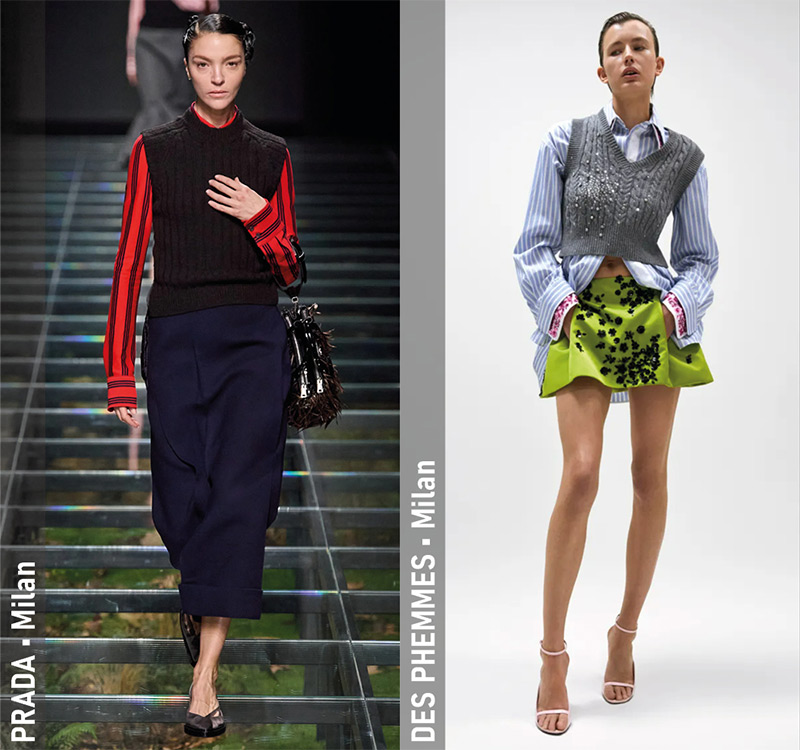 Fall 2024 Trends - Sweater Vests - Prada Fall 2024 (Milan), Des Phemmes Fall 2024 (Milan)