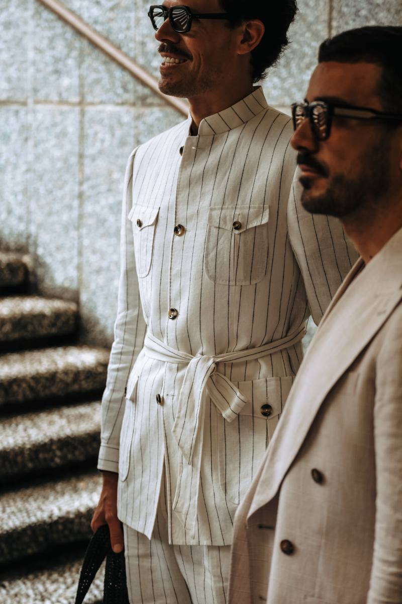 Pitti Uomo 108 Street Style - Pinstripe; Photo Credit: ChillaxingROAD; Courtesy of Pitti Immagine Uomo