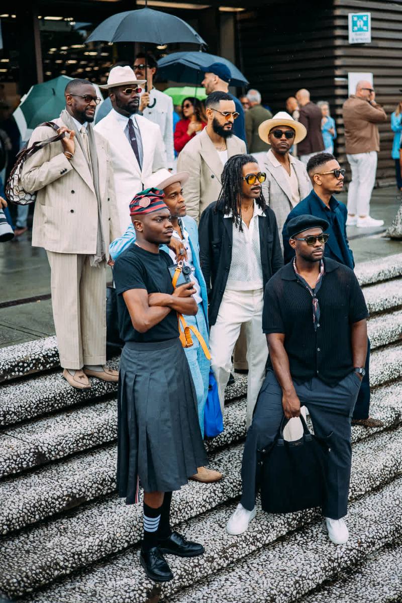 Pitti Uomo 108 Street Style - Pinstripe; Photo Credit: Style du Monde; Courtesy of Pitti Immagine Uomo