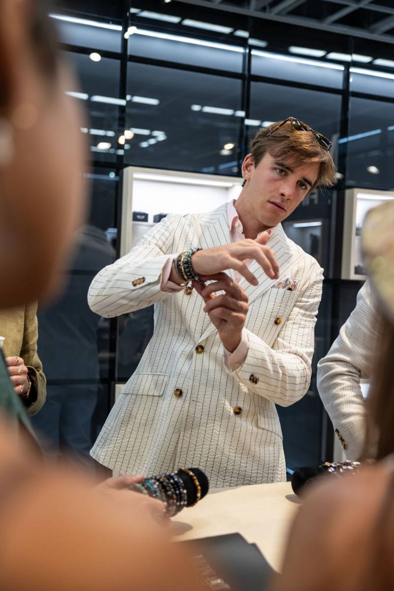 Pitti Uomo 108 Street Style - Pinstripe; Photo Credit: AKAstudio-collective; Courtesy of Pitti Immagine Uomo