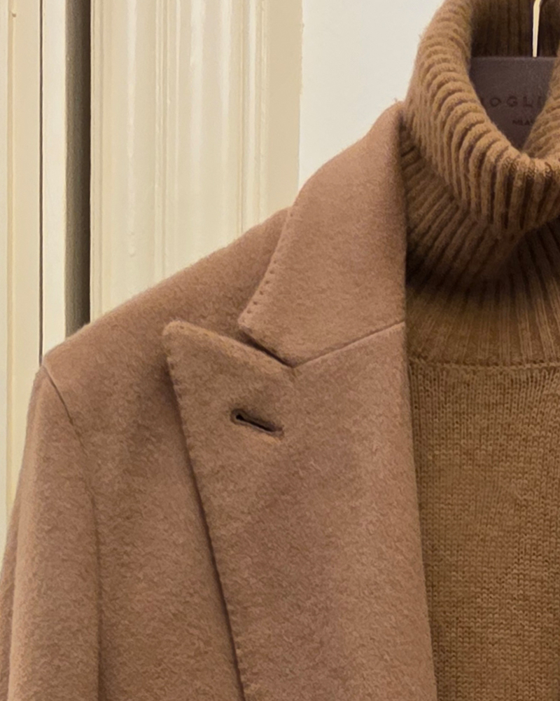 A coat and a polo neck at the Boglioli Fall 2026 Menswear Presentation