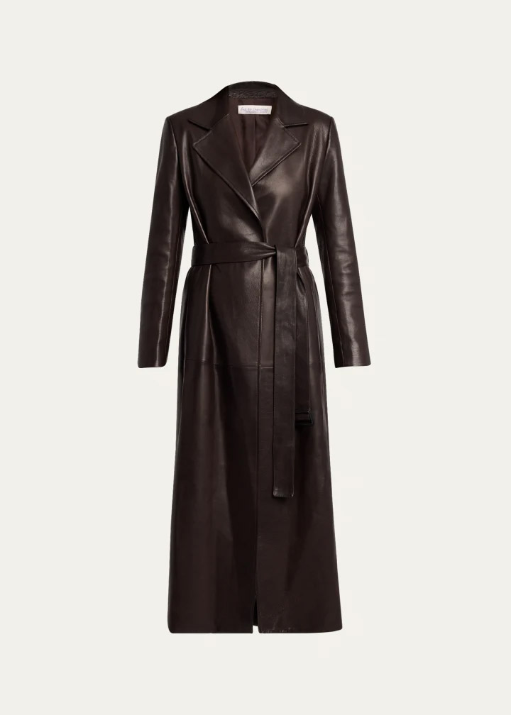The Row Raisa Belted Leather Coat