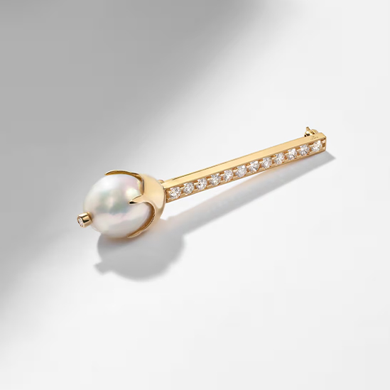 Mateo 14kt Gold Brooch with Diamonds and Pearls