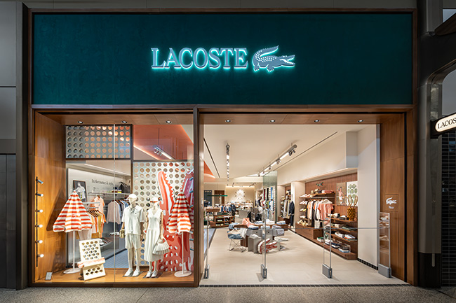 New logo on store signage | Image courtesy of Lacoste.