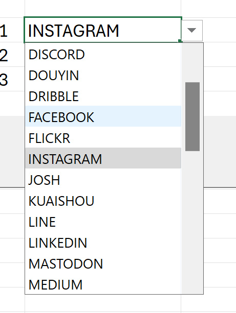 Social Media Strategy - Dropdown menu to select your three social media platforms