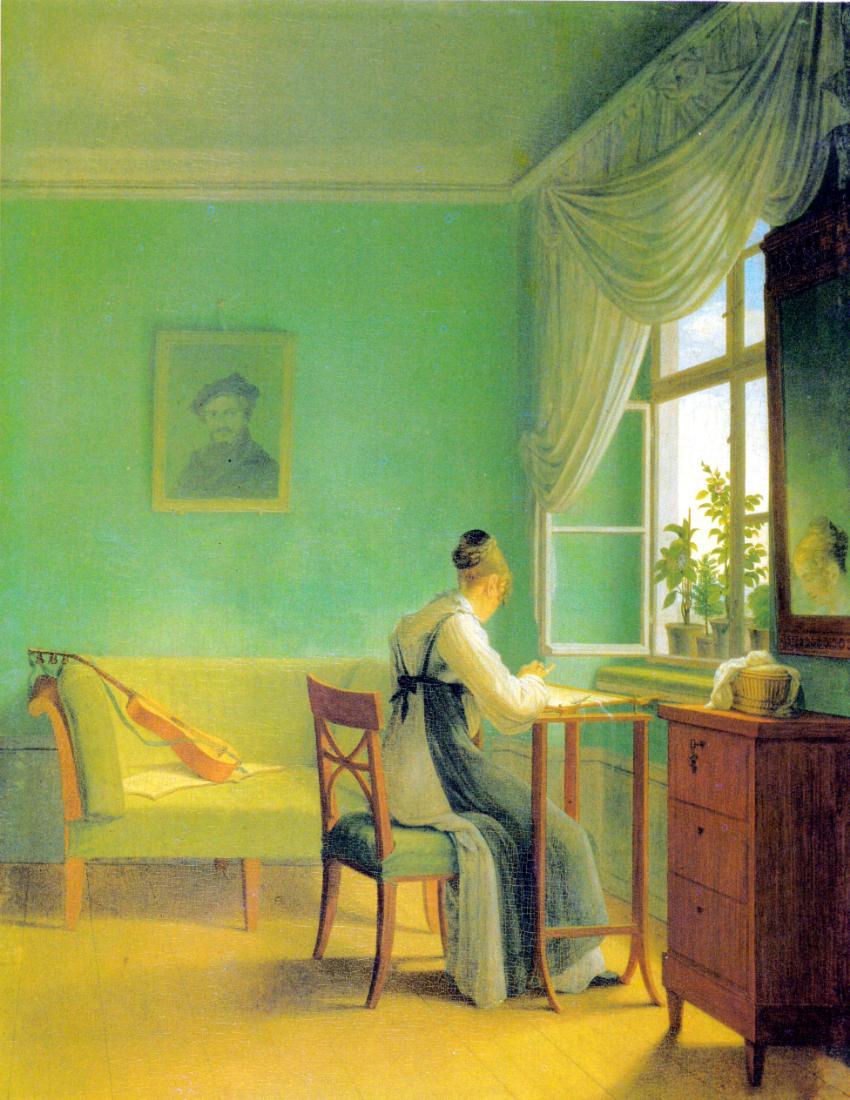 Georg Friedrich Kersting, Die Stickerin (The Embroiderer), 1827. Source: Wikimedia Commons