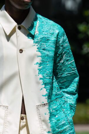 8/57 | SHINYAKOZUKA Spring 2027 Menswear Details | Courtesy of SHINYAKOZUKA SHINYAKOZUKA Spring 2027 Menswear Details | Courtesy of SHINYAKOZUKA