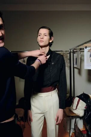 5/26 | Mithridate Fall 2026 Backstage | Photo: Eeva Rinne | Courtesy of British Fashion Council Mithridate Fall 2026 Backstage | Photo: Eeva Rinne | Courtesy of British Fashion Council