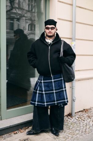 1/14 | Street Style at Andrej Gronau Fall 2026 | Photo: Ben Moenks | Courtesy of Berlin Fashion Week Street Style at Andrej Gronau Fall 2026 | Photo: Ben Moenks | Courtesy of Berlin Fashion Week