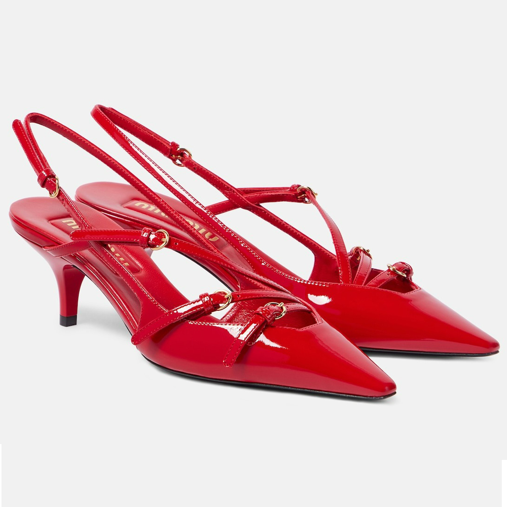 Miu Miu Classic 70 Pointed Toe High Heel Pumps in Red