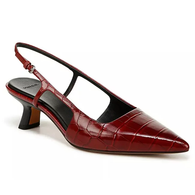 Vince Bianca Slingback Mid Heel Pumps in Red Currant