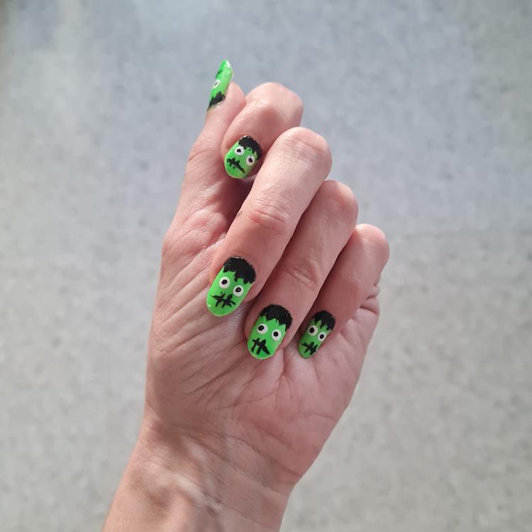 Halloween Nail Art How To - Frankenstein Nails
