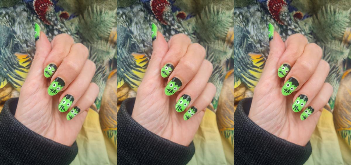Halloween Nail Art How To - Frankenstein Nails