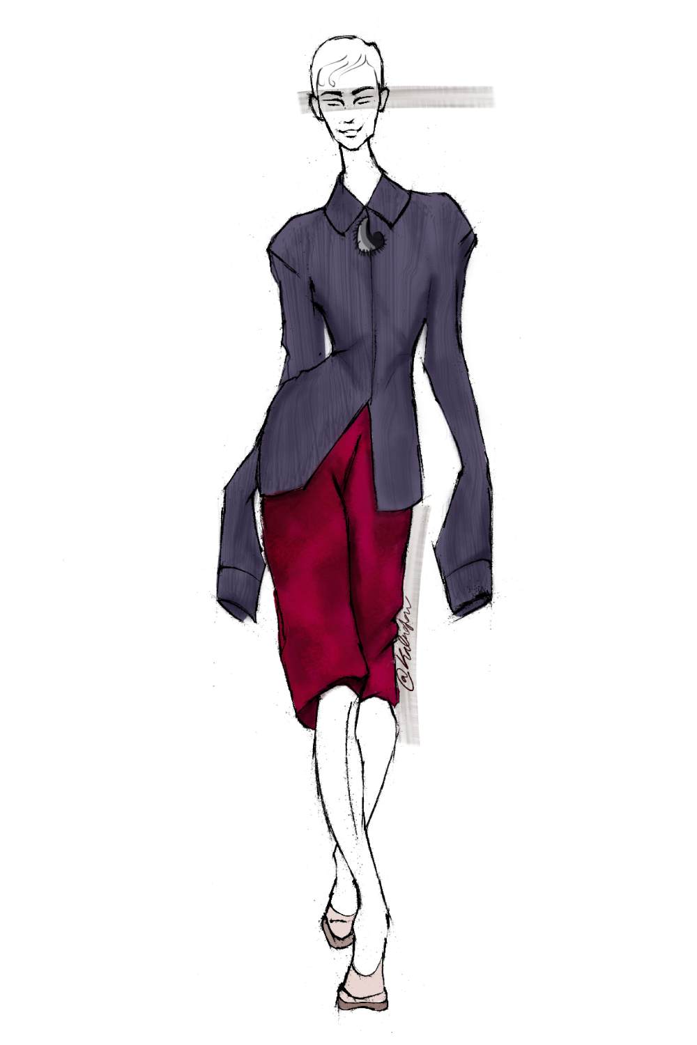Spring 2025 Fashion Illustration - Dries Van Noten